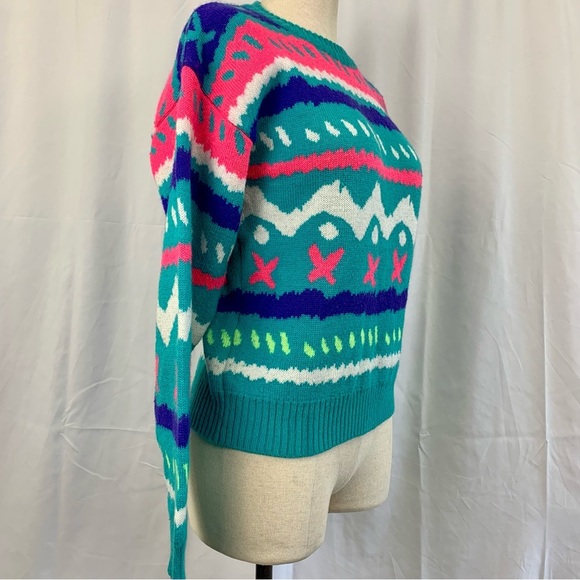 Vintage 90s Geometric Women's Crew Neck Sweater - Picture 3 of 6